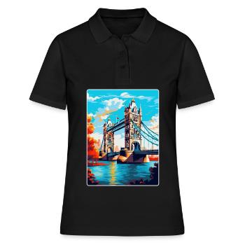 Tower Bridge England Uk Travel Poster Souvenir WPA - Women's Polo Shirt - black - Front - Ailine (174cm)