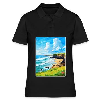 Bude Cornwall, England, Vereinigtes Königreich, Reiseposter, Souvenir - Frauen Polo Shirt - Schwarz - Vorne - Ailine (174cm)