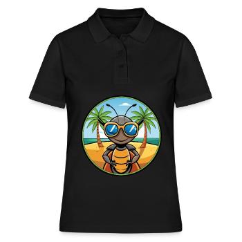 Ameise lustige Cartoon Sommer Strand Sonnenbrille Aufkleber - Frauen Polo Shirt - Schwarz - Vorne - Ailine (174cm)