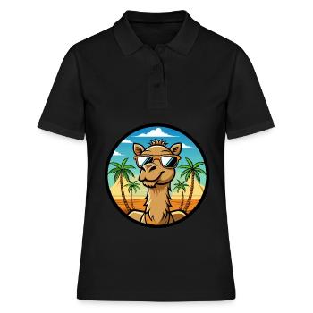 Kamel Lustige Cartoon Sommer Strand Sonnenbrille Cool - Frauen Polo Shirt - Schwarz - Vorne - Ailine (174cm)