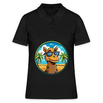 Kamel Lustige Cartoon Sommer Strand Sonnenbrille Cool - Frauen Polo Shirt - Schwarz - Vorne - Ailine (174cm)