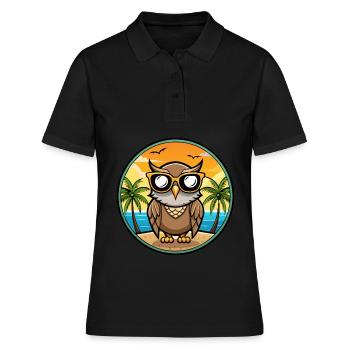 Eule Lustige Cartoon Sommer Strand Sonnenbrille Aufkleber - Frauen Polo Shirt - Schwarz - Vorne - Ailine (174cm)