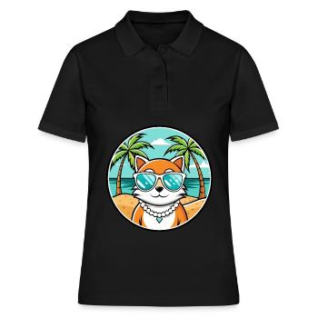 Hantilly Tiffany Race Chat Dessin Animé Lunettes de Soleil Plage - Polo Femme - noir - Devant - Ailine (174cm)