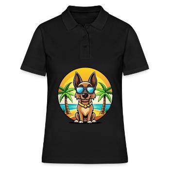 Belgischer Malinois Hund Rasse Cartoon Sonnenbrille Strand - Frauen Polo Shirt - Schwarz - Vorne - Ailine (174cm)