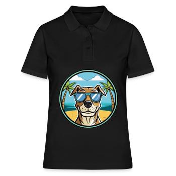 Catahoula Cur Hunderasse Cartoon Sonnenbrille Strand - Frauen Polo Shirt - Schwarz - Vorne - Ailine (174cm)