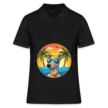 Lurcher Hunderasse Cartoon Sonnenbrille Strand - Frauen Polo Shirt - Schwarz - Vorne - Ailine (174cm)