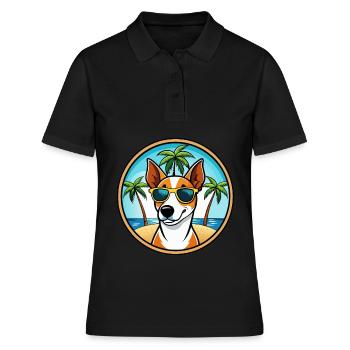 Glatte Foxterrier Hunderasse Cartoon Sonnenbrille - Frauen Polo Shirt - Schwarz - Vorne - Ailine (174cm)