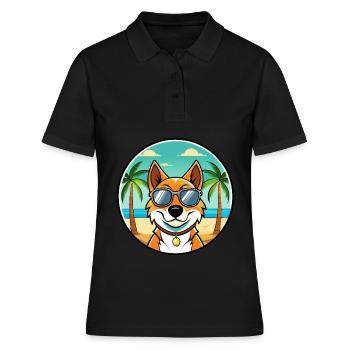Arlequin russe Chien de race de chien dessin animé plage - Polo Femme - noir - Devant - Ailine (174cm)