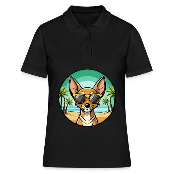 Cirneco Dell Etna Hunderasse Cartoon Sonnenbrille Strand - Frauen Polo Shirt - Schwarz - Vorne - Ailine (174cm)