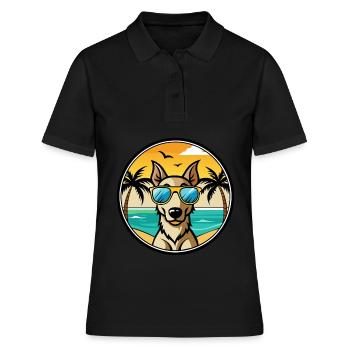 Lurcher Hund Rasse Cartoon Sonnenbrille Strand - Frauen Polo Shirt - Schwarz - Vorne - Ailine (174cm)