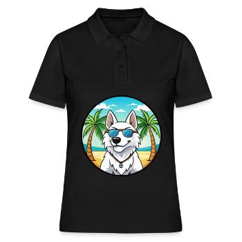 Weißer Schäferhund Hunderasse Cartoon Sonnenbrille Strand - Frauen Polo Shirt - Schwarz - Vorne - Ailine (174cm)