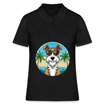 Draht Foxterrier Hunderasse Cartoon Sonnenbrille Strand - Frauen Polo Shirt - Schwarz - Vorne - Ailine (174cm)