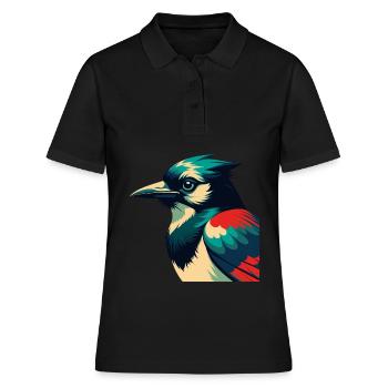Geai bleu personnage de dessin animé animal de compagnie coloré - Polo Femme - noir - Devant - Ailine (174cm)