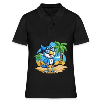Blue Jay Lustige Cartoon Sommer Strand Sonnenbrille - Frauen Polo Shirt - Schwarz - Vorne - Ailine (174cm)