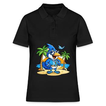 Blue Jay Lustige Cartoon Sommer Strand Sonnenbrille - Frauen Polo Shirt - Schwarz - Vorne - Ailine (174cm)