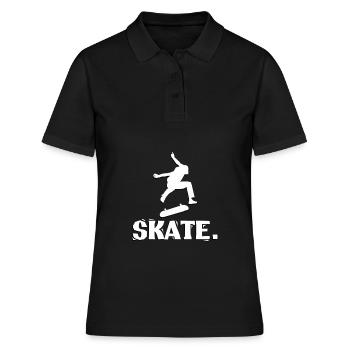 Kickflip Skater Skate Design Blanc - Polo Femme - noir - Devant - Ailine (174cm)