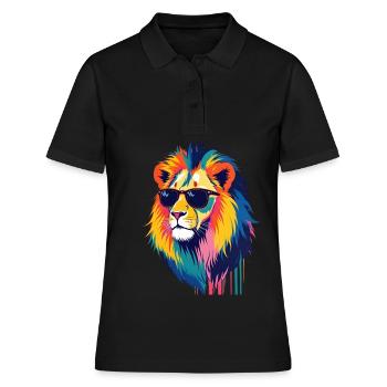 Lion Art Oeuvre Pop Art Lion - Polo Femme - noir - Devant - Ailine (174cm)