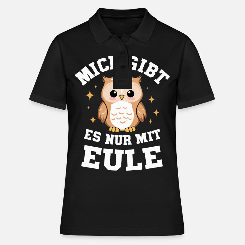 Nachteule Eule Eulen Vogel - Frauen Polo Shirt - Schwarz