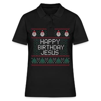 Happy Birthday Jesus Ugly Christmas - Women's Polo Shirt - black - Front - Ailine (174cm)