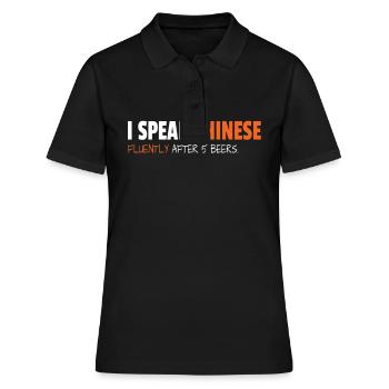 I Speak Chinese Fluently After 5 Beers - Frauen Polo Shirt - Schwarz - Vorne - Ailine (174cm)