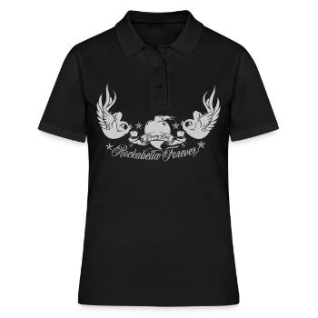 Rockabilly - Rockabella Forever - Cherry Doll - Frauen Polo Shirt - Schwarz - Vorne - Ailine (174cm)