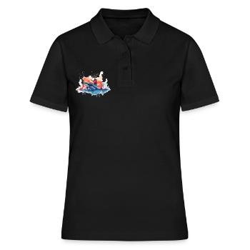 aquarell Wal - Frauen Polo Shirt - Schwarz - Vorne - Ailine (174cm)