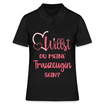 Willst du meine Trauzeugin sein? - Frauen Polo Shirt - Schwarz - Vorne - Ailine (174cm)