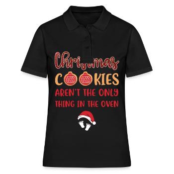 Weihnachten Schwangerschaft Verkündung baby cookie - Frauen Polo Shirt - Schwarz - Vorne - Ailine (174cm)