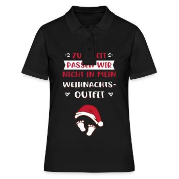 Weihnachtsoutfit für Schwangere für Weihnachten - Frauen Polo Shirt - Schwarz - Vorne - Ailine (174cm)