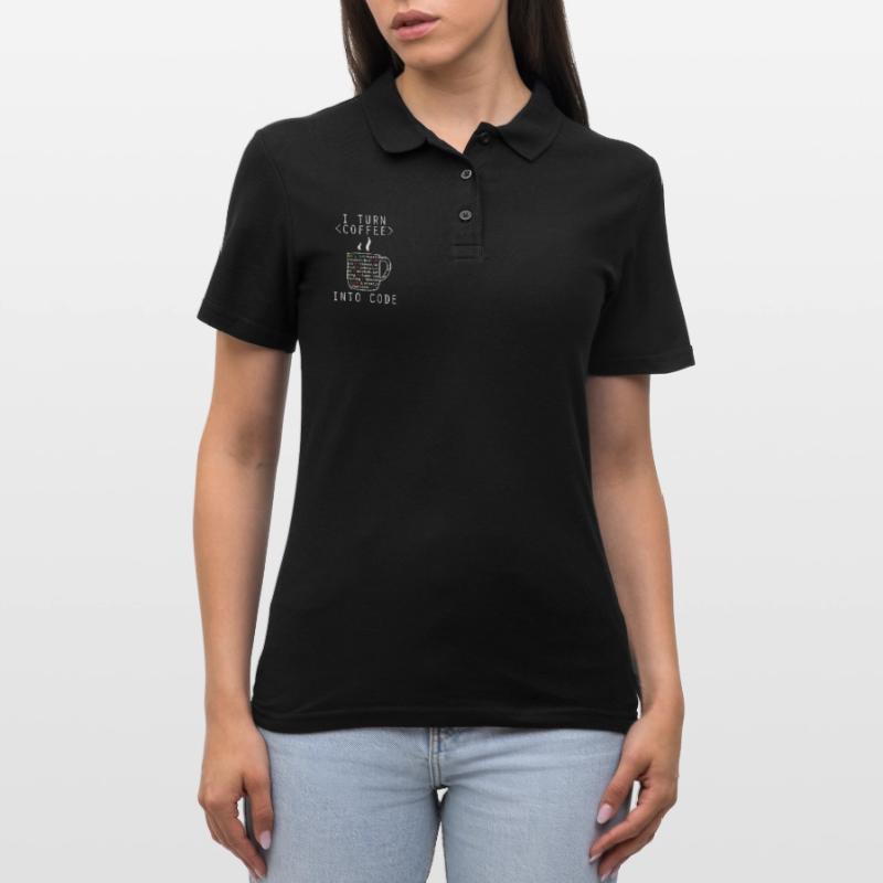 I Turn Coffee Into Code Programmer Encoder Women's Polo Shirt