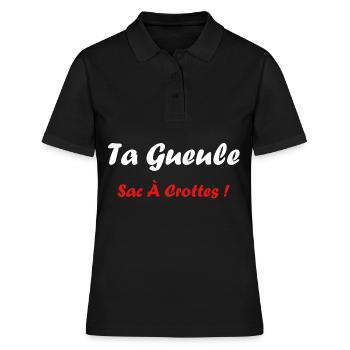 Chut Humour sac à crottes ferme ta gueule - Polo Femme - noir - Devant - Ailine (174cm)
