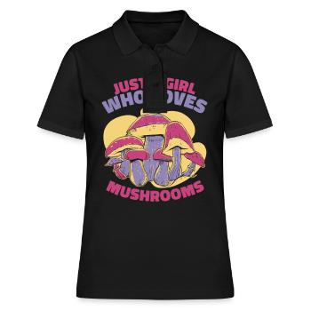 Pilz Pilze Funghi Champignon - Frauen Polo Shirt - Schwarz - Vorne - Ailine (174cm)