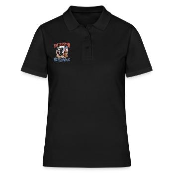 Politik System Stinkt - Frauen Polo Shirt - Schwarz - Vorne - Ailine (174cm)
