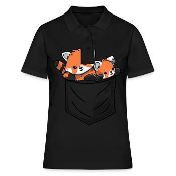 Roter Panda Tierliebhaber Kleiner Panda Roter Bär - Frauen Polo Shirt - Schwarz - Vorne - Ailine (174cm)