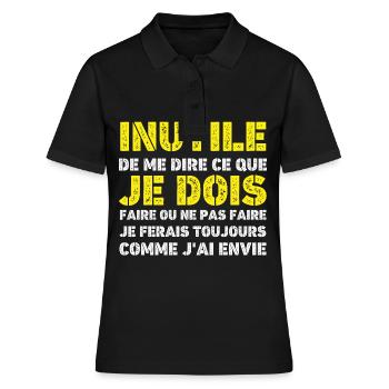 Je Ferais Comme J'ai Envie - Polo Femme - noir - Devant - Ailine (174cm)