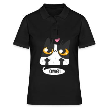 Katze omg - Frauen Polo Shirt - Schwarz - Vorne - Ailine (174cm)