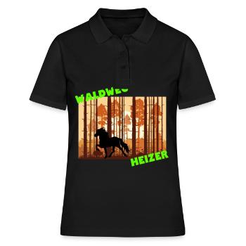Waldweg Heizer Tölt Island Isländer Pony Pferd - Frauen Polo Shirt - Schwarz - Vorne - Ailine (174cm)