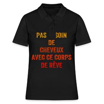 Glatzköpfiges Humor Haar - Frauen Polo Shirt - Schwarz - Vorne - Ailine (174cm)