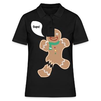 Lebkuchenmann - Bein gebrochen. - Frauen Polo Shirt - Schwarz - Vorne - Ailine (174cm)