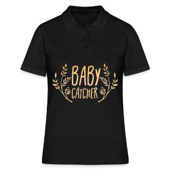 baby catcher - Baby Fänger - Frauen Polo Shirt - Schwarz - Vorne - Ailine (174cm)