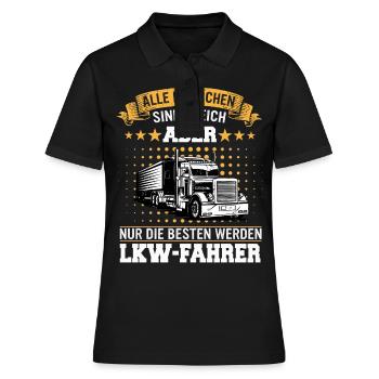 LKW Fahrer Fernfahrer Lastkraftwagenfahrer - Frauen Polo Shirt - Schwarz - Vorne - Ailine (174cm)