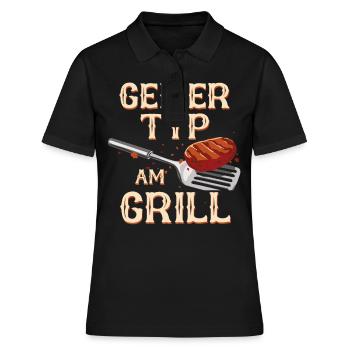 Grillen Grill BBQ Barbecue Grillschürze Griller - Frauen Polo Shirt - Schwarz - Vorne - Ailine (174cm)