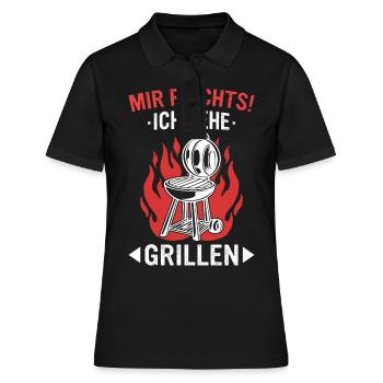 Grillen Grill BBQ Barbecue Grillschürze Griller - Frauen Polo Shirt - Schwarz - Vorne - Ailine (174cm)