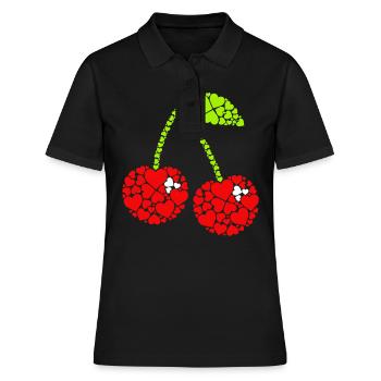 Cerise Fruit Cerises Cerise - Polo Femme - noir - Devant - Ailine (174cm)