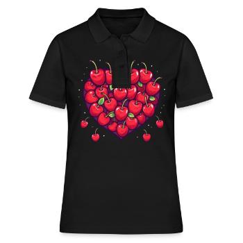 Cerise Fruit Cerises Cerise - Polo Femme - noir - Devant - Ailine (174cm)
