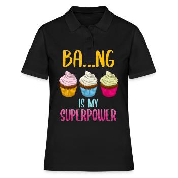 La boulangerie est mon superpouvoir boulanger chef pâtissier - Polo Femme - noir - Devant - Ailine (174cm)