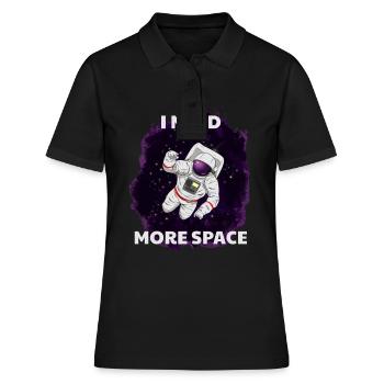 J’ai besoin de plus d’espace Weltraum Astronaute - Polo Femme - noir - Devant - Ailine (174cm)