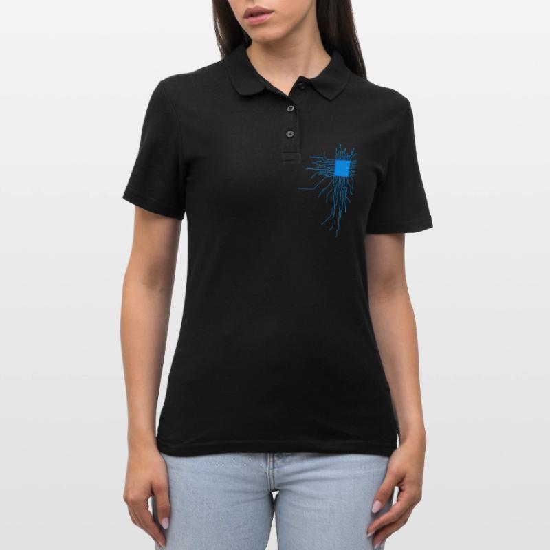 platine blau computer pc Admin Core cpu Nerd code Frauen Polo Shirt