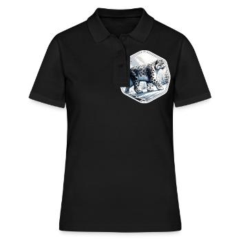 Schneeleopard Leopard Weißer Leopard - Frauen Polo Shirt - Schwarz - Vorne - Ailine (174cm)