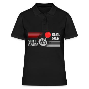 Echte Männer schalten - Frauen Polo Shirt - Schwarz - Vorne - Ailine (174cm)